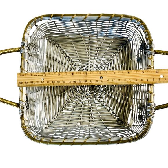 Woven Wire Metal Basket With Handles - Picture 6 of 7
